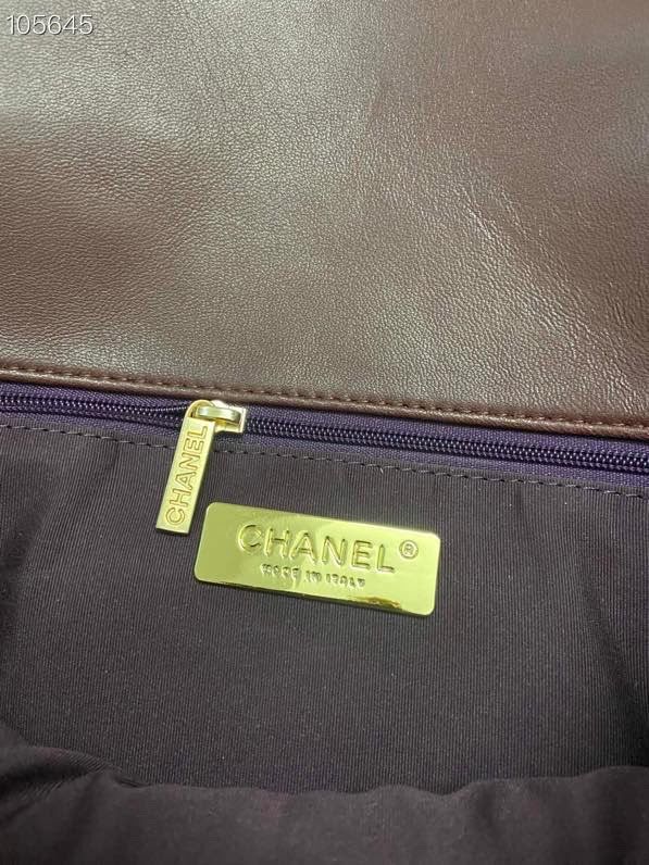 Chanel女包 香奈兒專櫃最新色款19口蓋包 Chanel經典深棗紅色羊皮女包 AS1160  djc4303